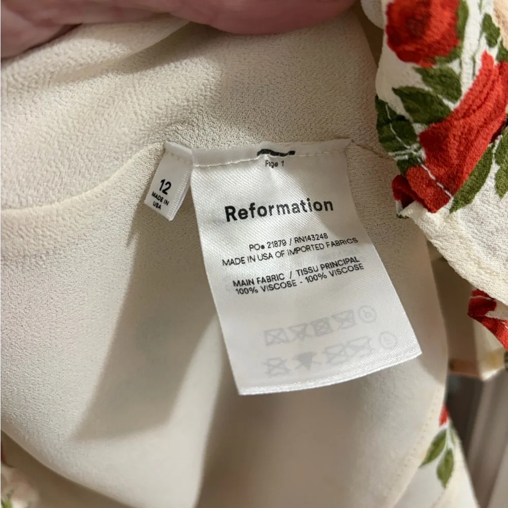 Reformation Floral Tie Strap Ruffle Christine Dress In Maureen - Size 12 - Picture 4 of 8